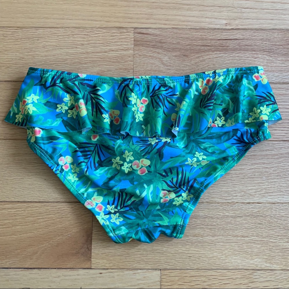 Tropical Print Ruffled Bikini Bottom - Picture 2 of 5